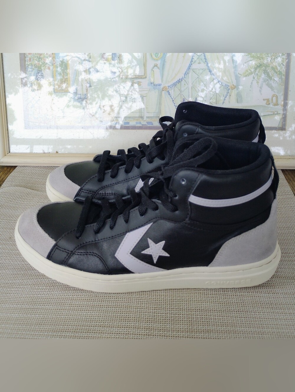 Converse "Pro Blaze Classic" Black Leather/Grey Basketball Sneakers. Men's 10.5.